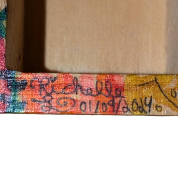 ♻️Riri Créativity | Hand-drawn Colorful Wooden House Shaped Mini Shelf Signed♻️ - Picture 3 of 11